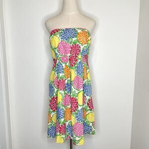 Lilly Pulitzer Wyatt Strapless Floral Dress Womens 8 Multicolor